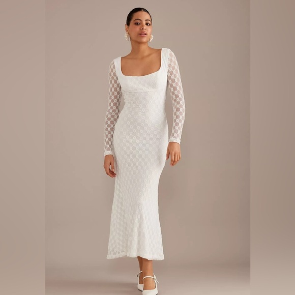 Bardot Dresses & Skirts - Bardot Adoni Long-Sleeve Lace Midi Dress Women’s 00 Elegant White Bridal tights